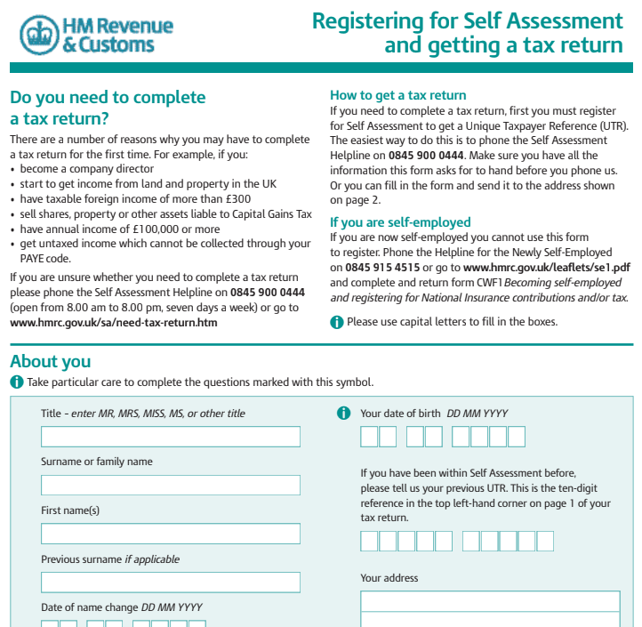 UK LTD company self assessment form